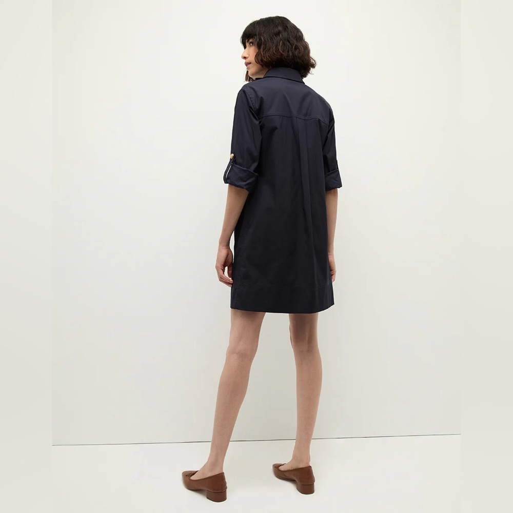 Veronica beard Saude cargo dress poplin nwt roll tab 6 navy poplin shirtdress - Picture 4 of 9